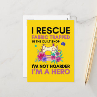 Funny Sewing Quote Vintage Floral Sewing Machine Holiday Postcard