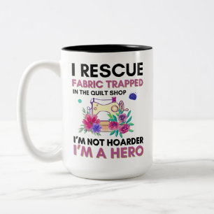 Funny Sewing Quote Vintage Floral Sewing Machine Two-Tone Coffee Mug