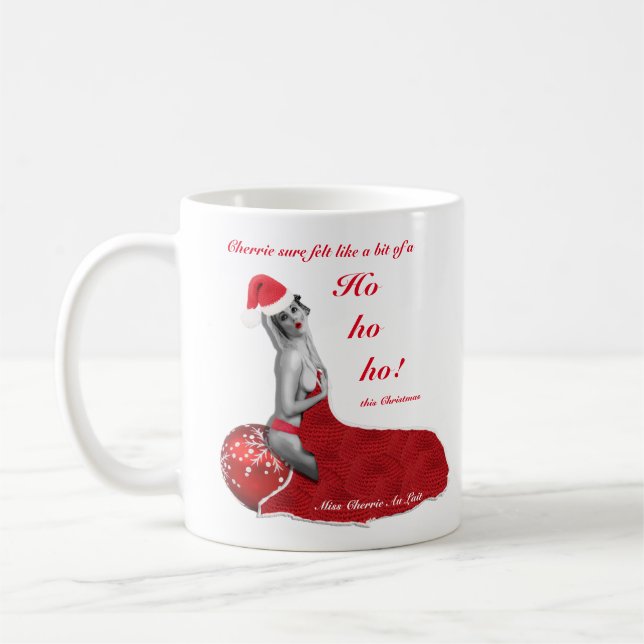 Funny Sexy Pinup Ho Joke Novelty Christmas Mug (Left)