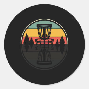 Funny Shade Design Vintage Retro Disc Golf Frisbee Classic Round Sticker