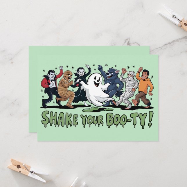 Funny Shake your Boo-ty Vampire Mummy Ghost  Invitation (Front/Back In Situ)