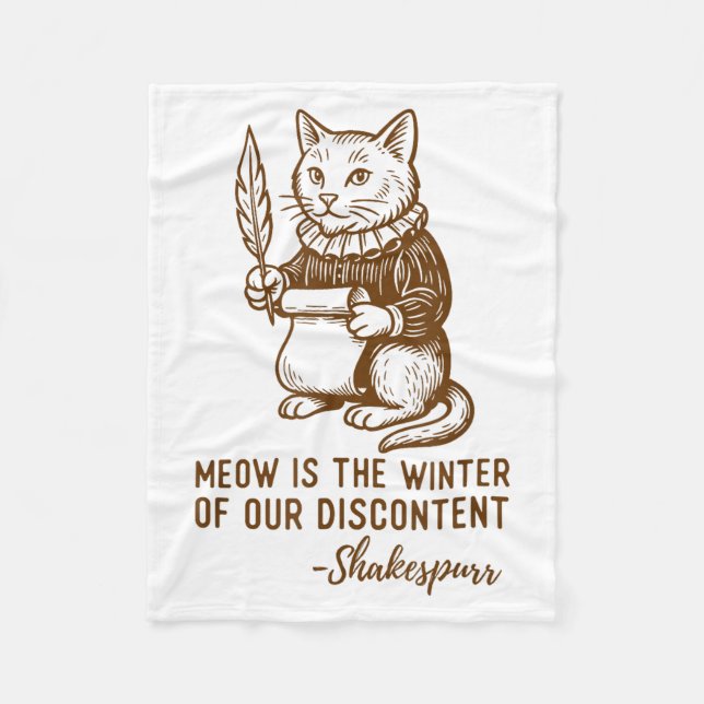 Funny Shakespeare Quote Cat Shakespurr  Fleece Blanket (Front)