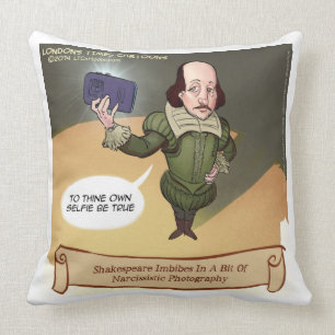 Funny Shakespeare Selfie Large Cotton Throw Pillow