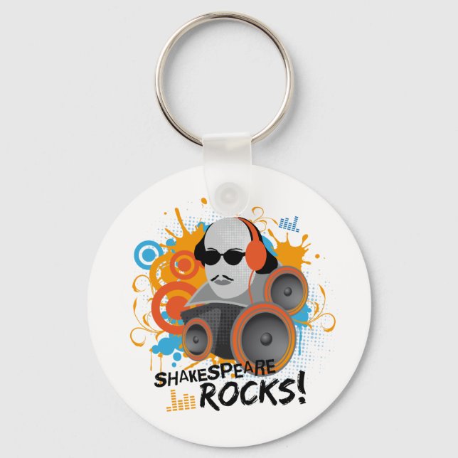 Funny Shakespeare Slogan Gift "Shakespeare Rocks" Key Ring (Front)