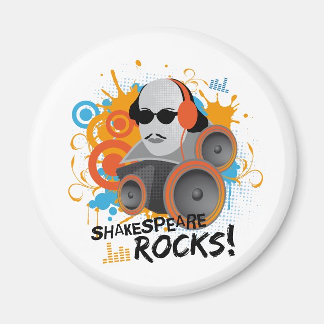 Funny Shakespeare Slogan Gift "Shakespeare Rocks" Magnet (Front)