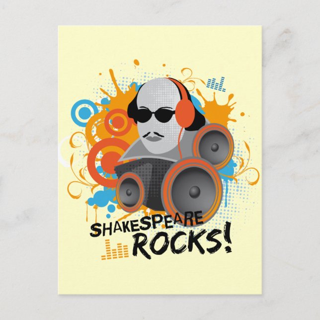 Funny Shakespeare Slogan Gift "Shakespeare Rocks" Postcard (Front)