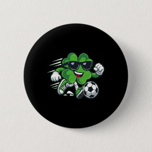 Funny Shamrock Clover Soccer Lover St Patricks Day 6 Cm Round Badge