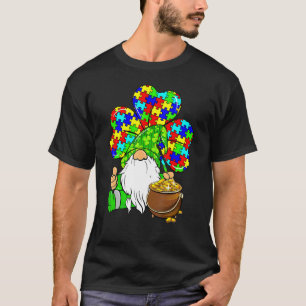 Funny Shamrock Gnome Autism Support Happy St Patri T-Shirt