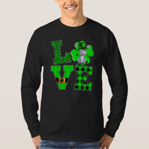 Funny Shamrock Green Plaid Love Mule St Patrick's  T-Shirt