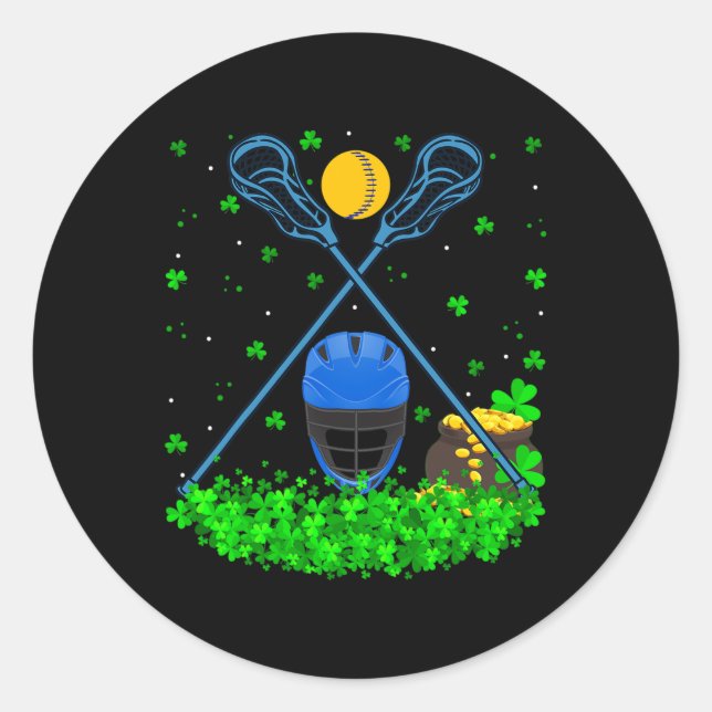 Funny Shamrock Leprechaun Hat Lacrosse St. Patrick Classic Round Sticker (Front)