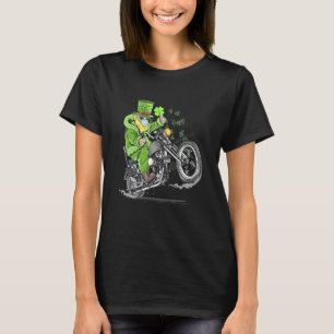 Funny Shamrock Leprechaun Hat Motorcycle St Patric T-Shirt