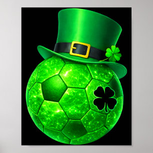 Funny Shamrock Leprechaun Soccer St Patricks Men B Poster