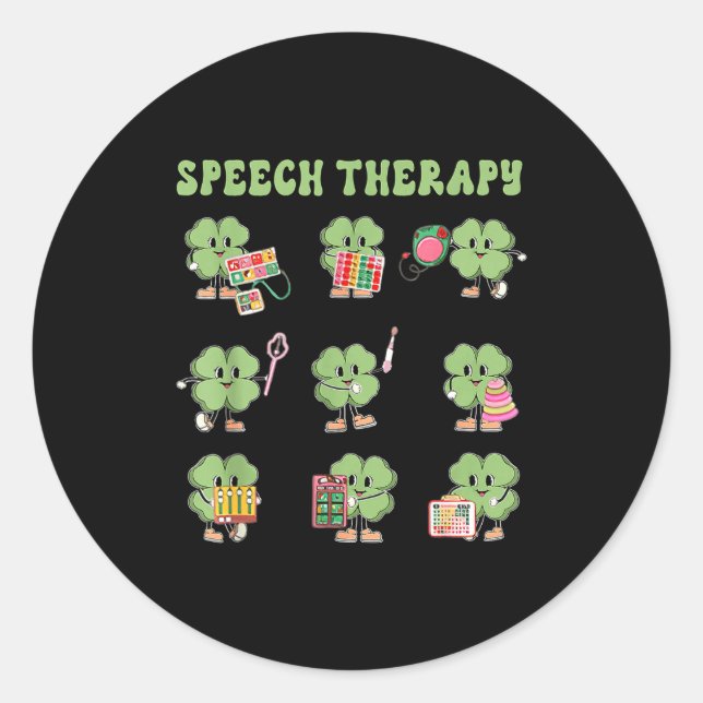Funny Shamrock Speech Therapy St Patrick's Day Slp Classic Round Sticker (Front)