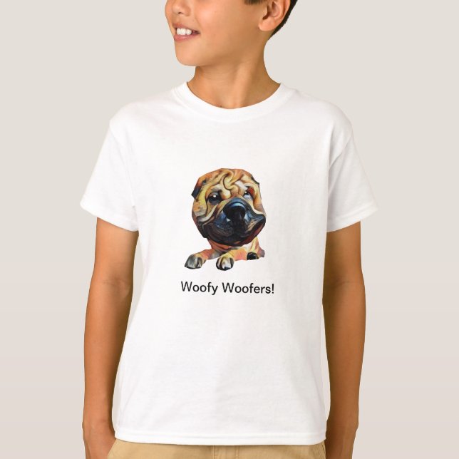 Funny Shar Pei Dog Boys T-Shirt (Front)