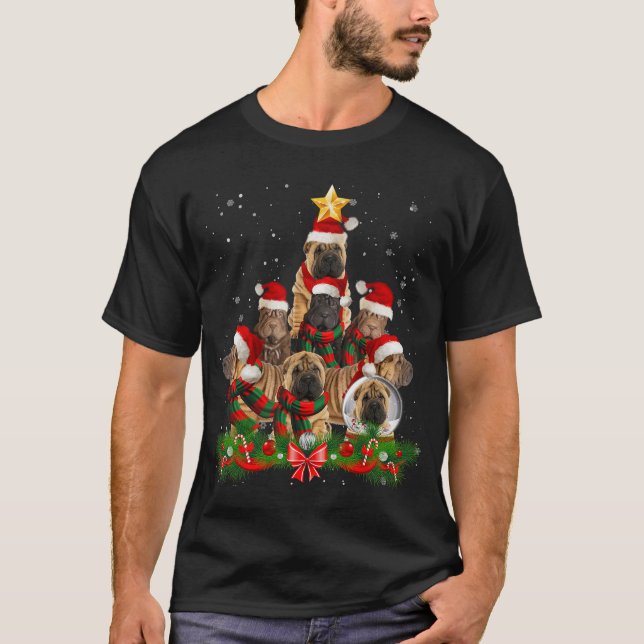 Funny Shar Pei Dog Christmasree for Men Women gift T-Shirt (Front)
