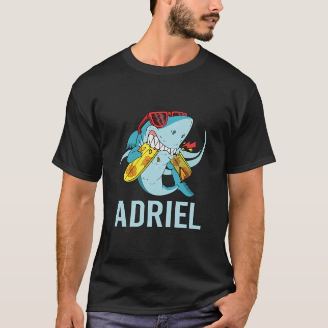 Funny Shark - Adriel Name  T-Shirt (Front)