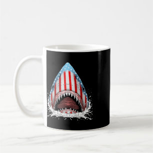 Funny Shark American Flag Jawsome 4th Of July Kids Coffee Mug