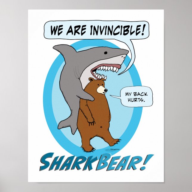 Funny Shark and Bear Poster (Front)