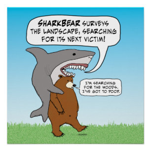 Funny Shark and Bear Quest Poster