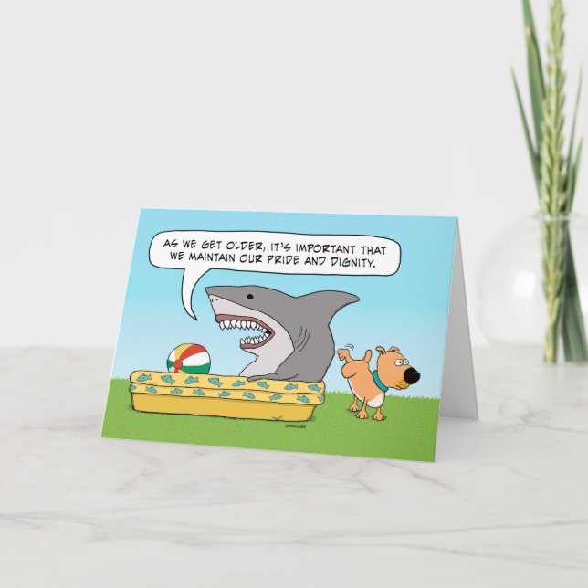 Funny Shark and Dog Birthday Card (Front)