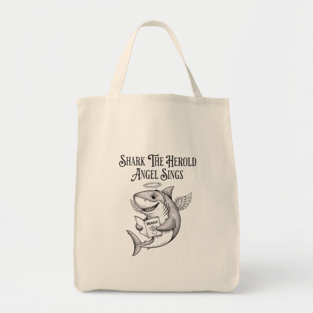 Funny Shark Angel Christmas Tote Bag (Front)