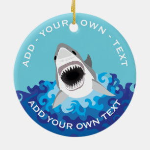 Funny Shark Attack Ceramic Tree Decoration