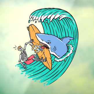 Funny Shark Attacks Surfer Skeleton Dude