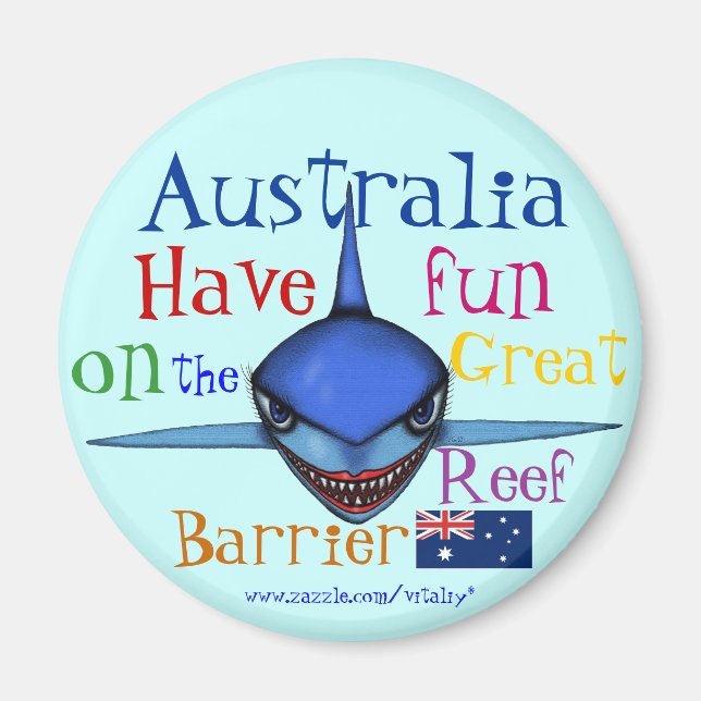 Funny shark Australia Great Barrier Reef magnet (Front)