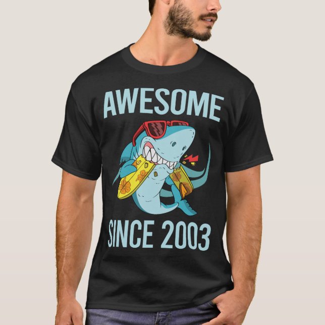 Funny Shark - Awesome Since 2003 T-Shirt (Front)