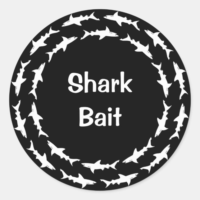 Funny Shark Bait Circling School of Sharks Classic Round Sticker (Front)