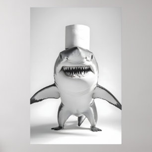 Funny Shark Bathroom Art Print, Toilet Paper Humou Poster