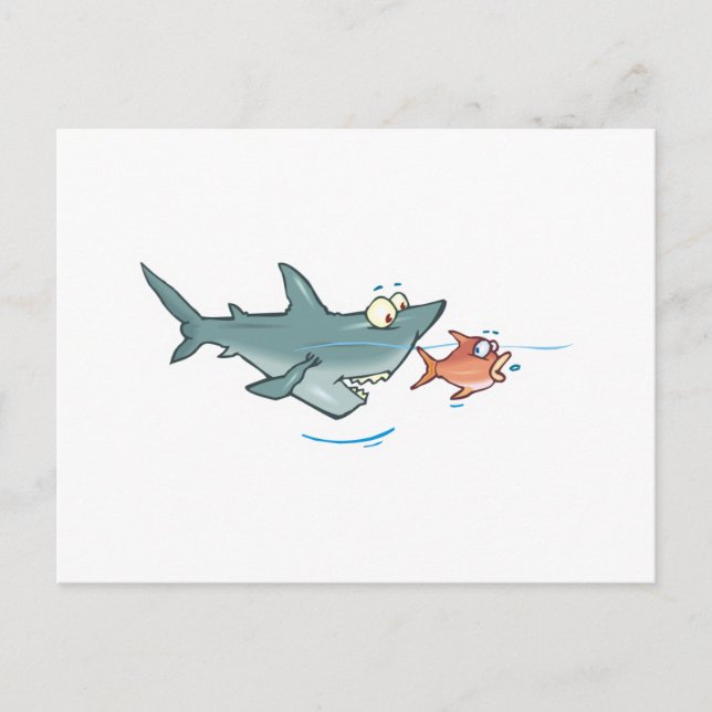 funny shark chasing fish postcard (Front)