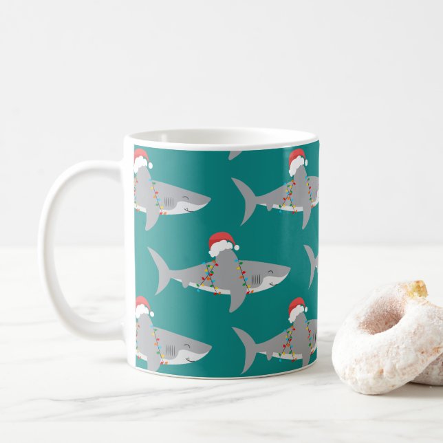 Funny Shark Christmas Coffee Mug (With Donut)