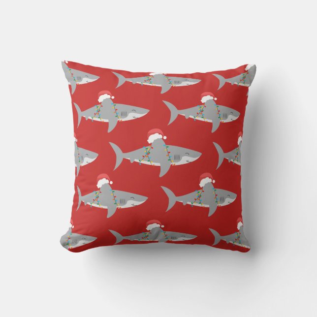 Funny Shark Christmas Cushion (Front)
