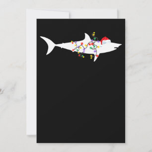 Funny Shark Christmas Lights Santa Hat Xmas Gift Holiday Card