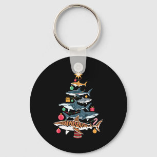 Funny Shark Christmas Tree  Key Ring