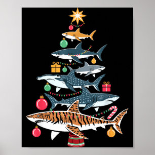 Funny Shark Christmas Tree  Poster