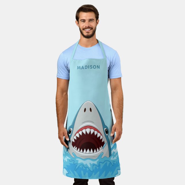 Funny Shark custom name aprons (Worn)