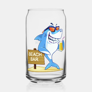 Funny Shark custom name Can Glass