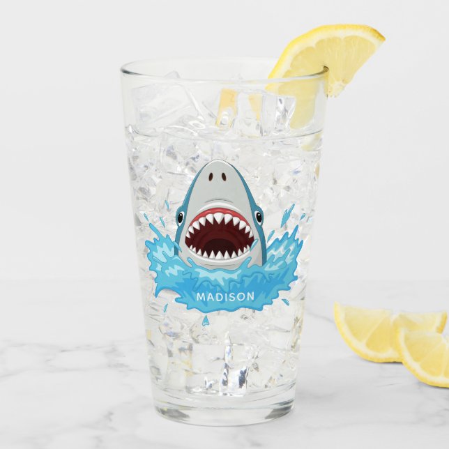 Funny Shark custom name pint glass (Back Ice)