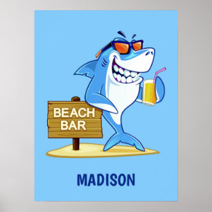 Funny Shark custom name poster