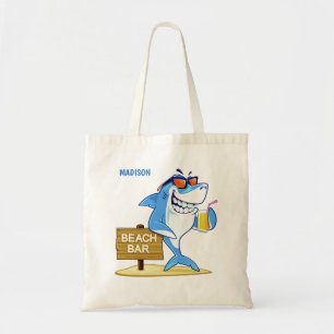 Funny Shark custom name tote bags