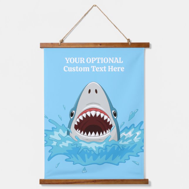 Funny Shark Custom Text Hanging Tapestry (Front)