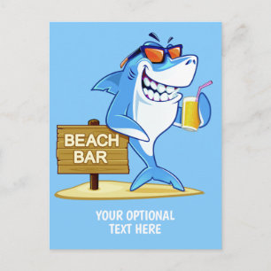 Funny Shark custom text postcard