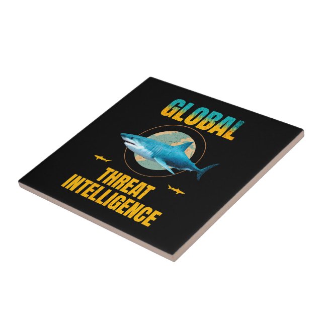 Funny Shark Cyber Security Expert Ceramic Tile (Side)