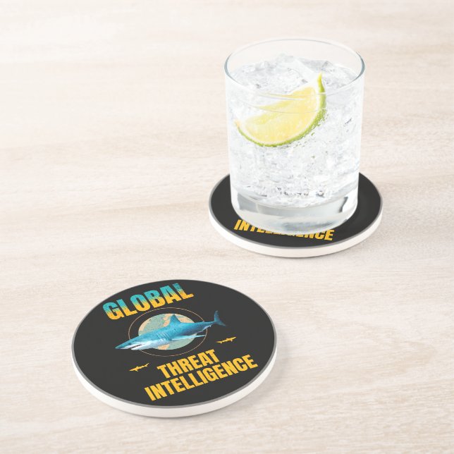 Funny Shark Cyber Security Expert Coaster (Side)