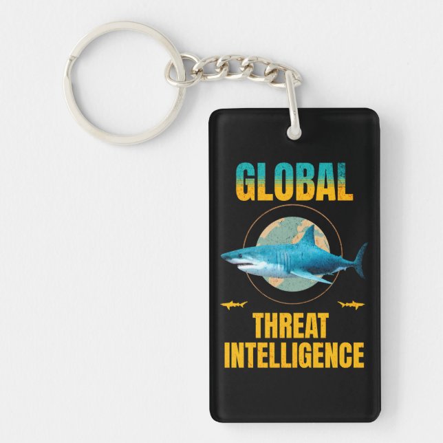 Funny Shark Cyber Security Expert Key Ring (Front)