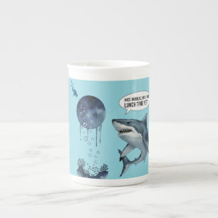 Funny shark diver lunch time :nice bubbles bro bone china mug