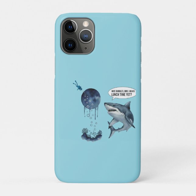 Funny shark diver lunch time :nice bubbles bro Case-Mate iPhone case (Back)