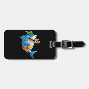 Funny Shark Drink Beer - Crazy Shark Gifts Luggage Tag